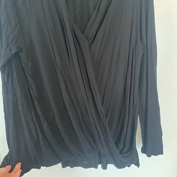 Akemi + Kin Anthropologie Black Draped Faux Wrap Top - Picture 6 of 11